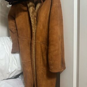 Brown Suede Coat with Shearling Lining